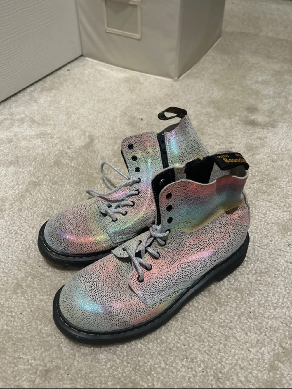 Dr. Martens Iridescent Holographic Lace-Up Ankle Boots